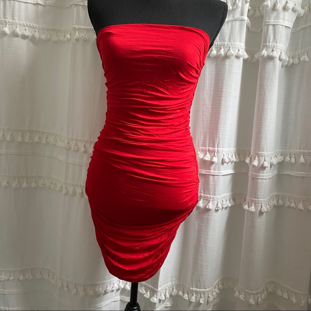 NWT Miss Selfridge red ruched tube dress